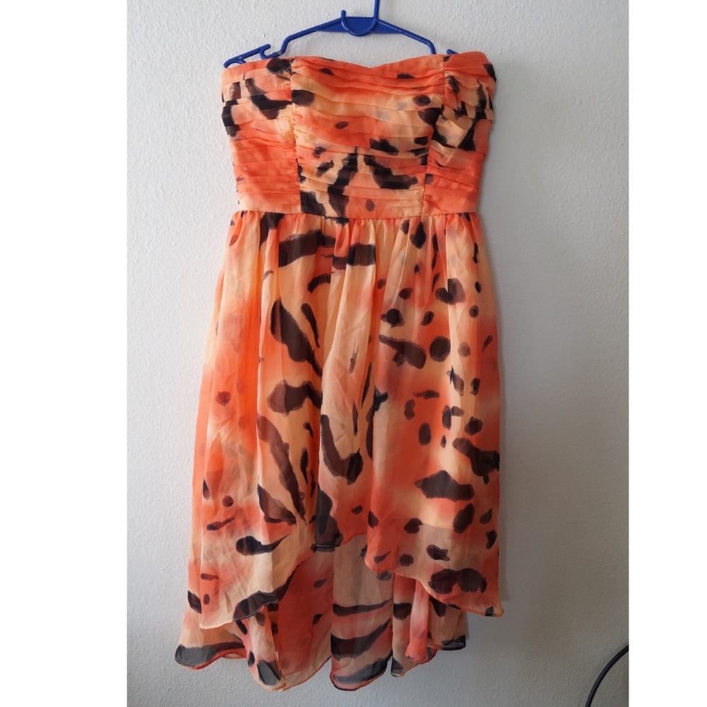 Orange tiger Strapless dress